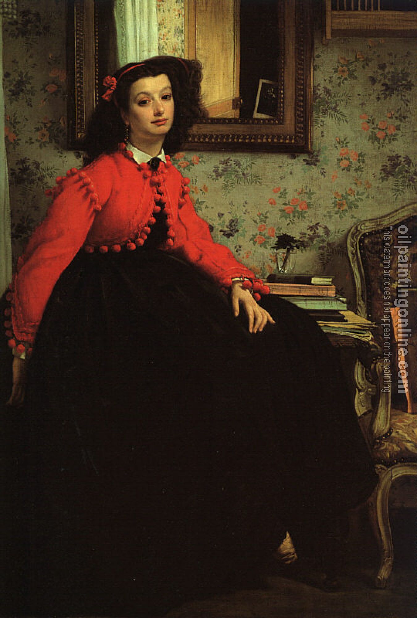 Tissot, James - Portrait of Mademoiselle L.L.  Young Woman in a Red Jacket